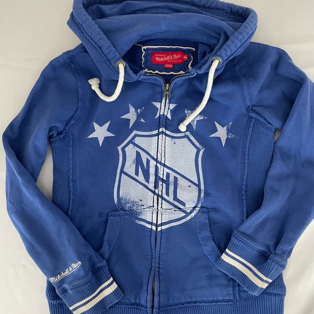 Retro Mitchell & Ness Blue NHL Hoodie Small